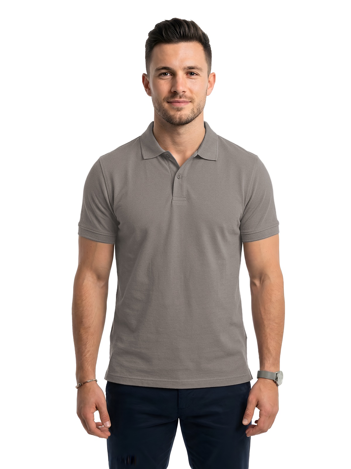 Personalisiertes Poloshirt Herren 122 Personalisiertes Poloshirt Herren in zinc — Vorderansicht