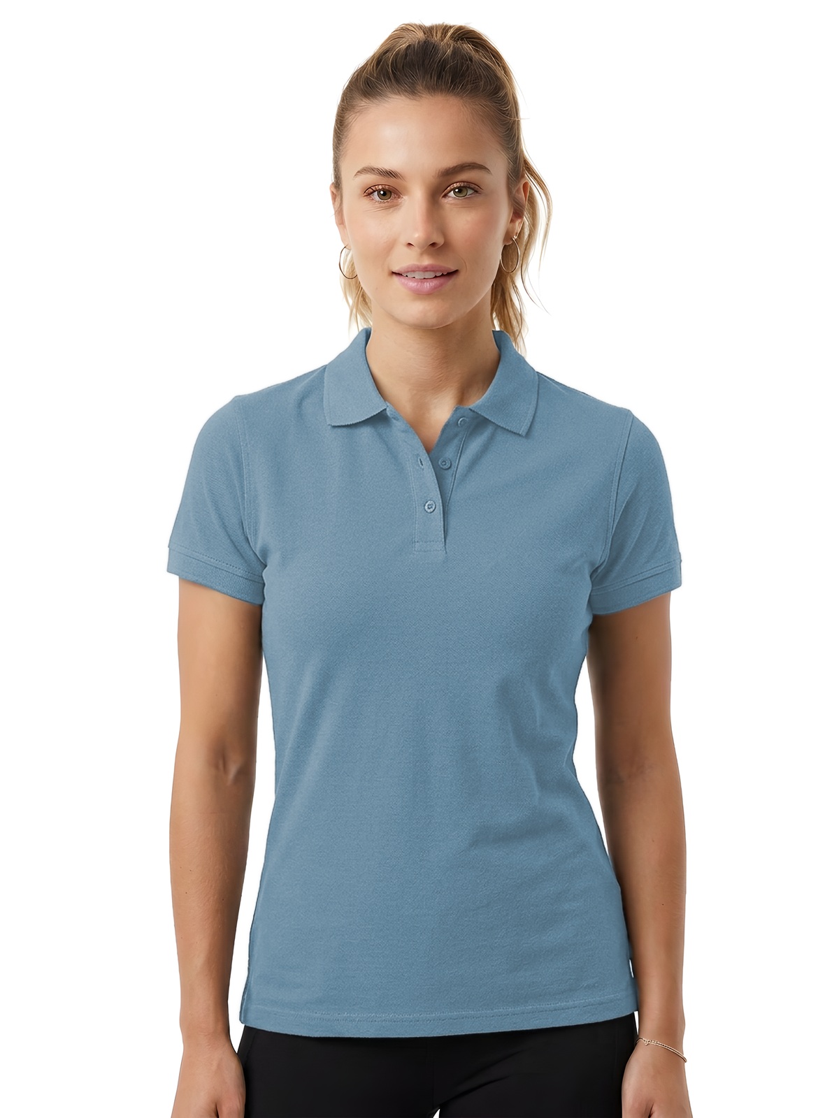 Personalisiertes Poloshirt Damen 14 Personalisiertes Poloshirt Damen in azul Petróleo — Vorderansicht