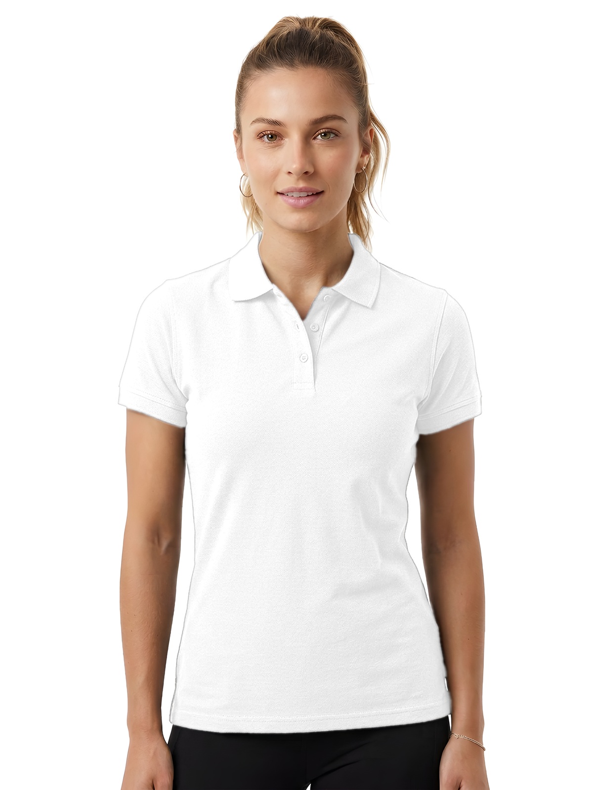 Personalisiertes Poloshirt Damen 2 Personalisiertes Poloshirt Damen in blanco — Vorderansicht
