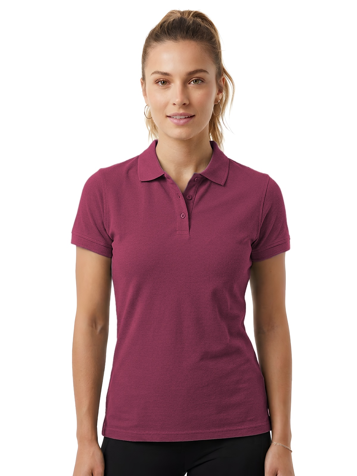 Personalisiertes Poloshirt Damen 59 Personalisiertes Poloshirt Damen in burdeos — Vorderansicht