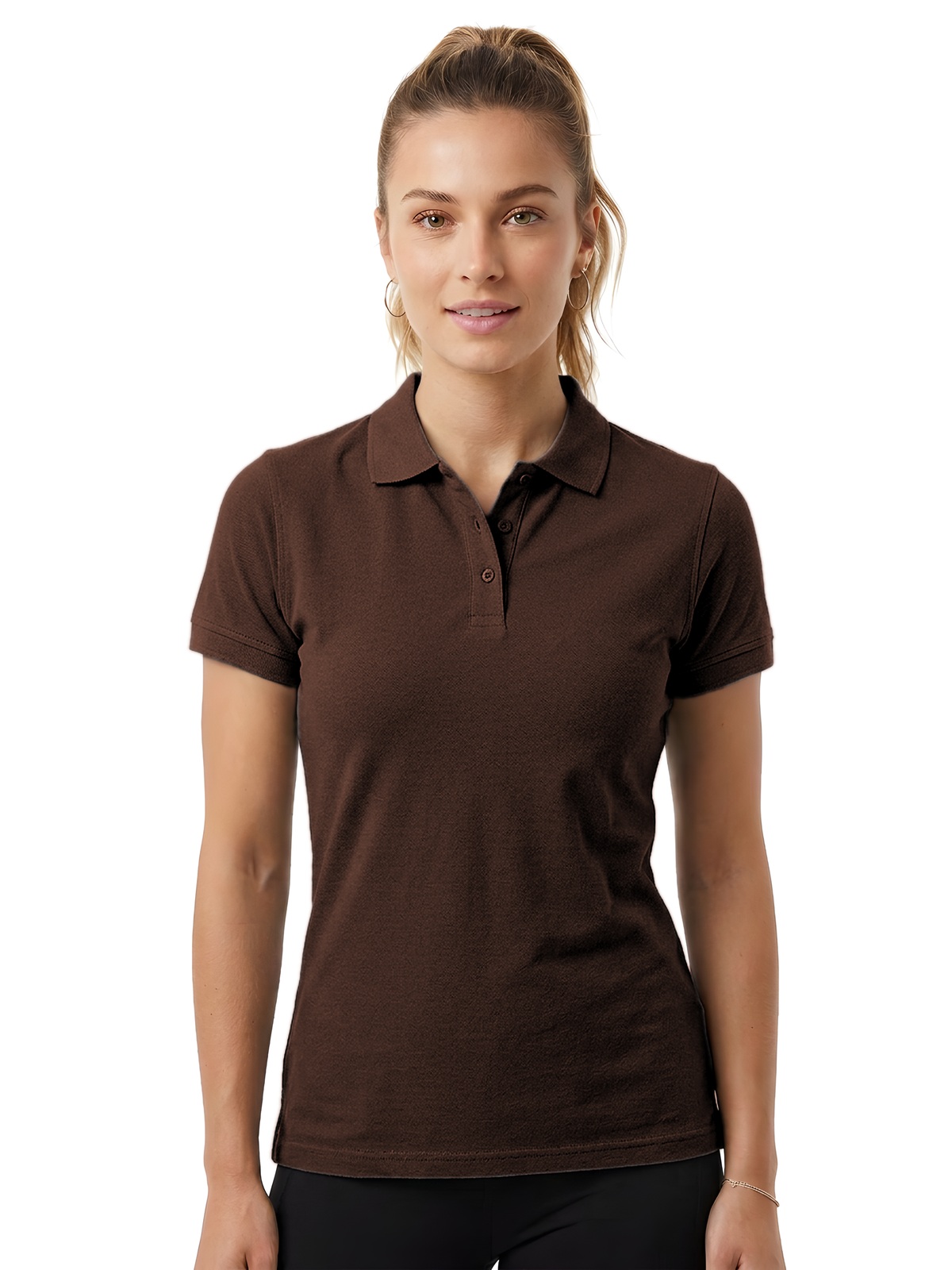 Personalisiertes Poloshirt Damen 62 Personalisiertes Poloshirt Damen in chocolate — Vorderansicht