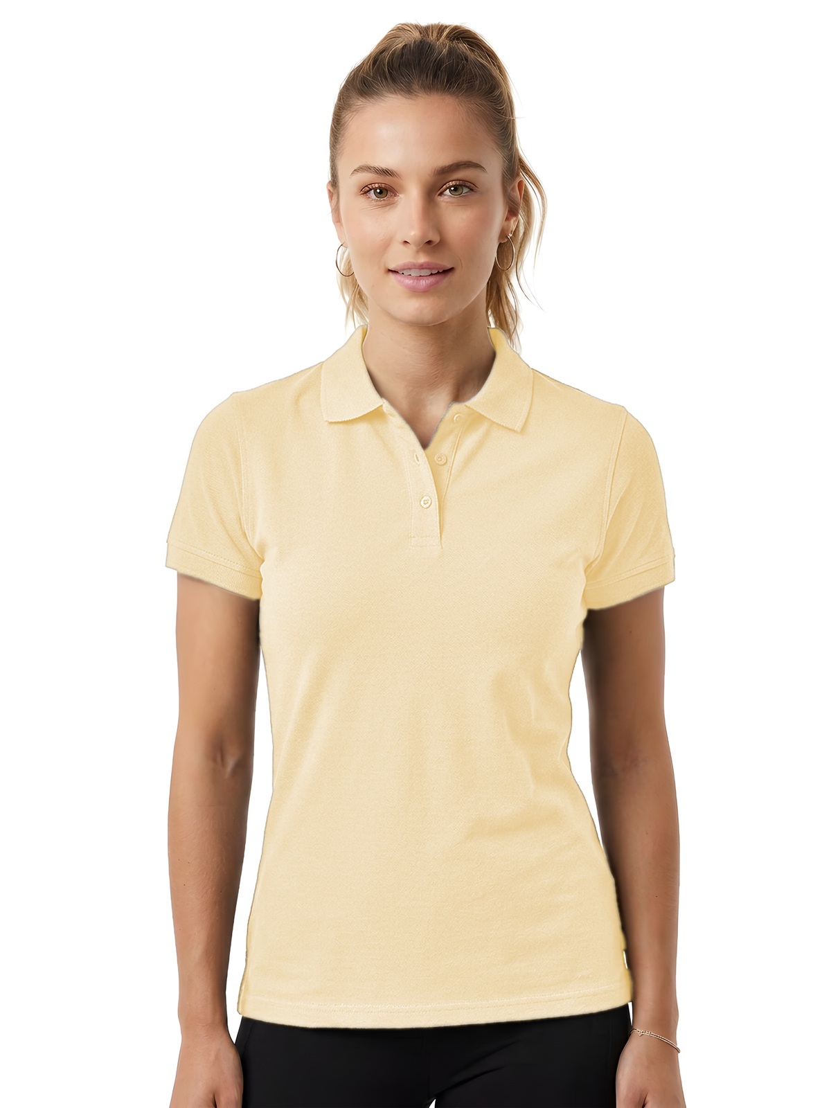 Personalisiertes Poloshirt Damen 20 Personalisiertes Poloshirt Damen in crema — Vorderansicht