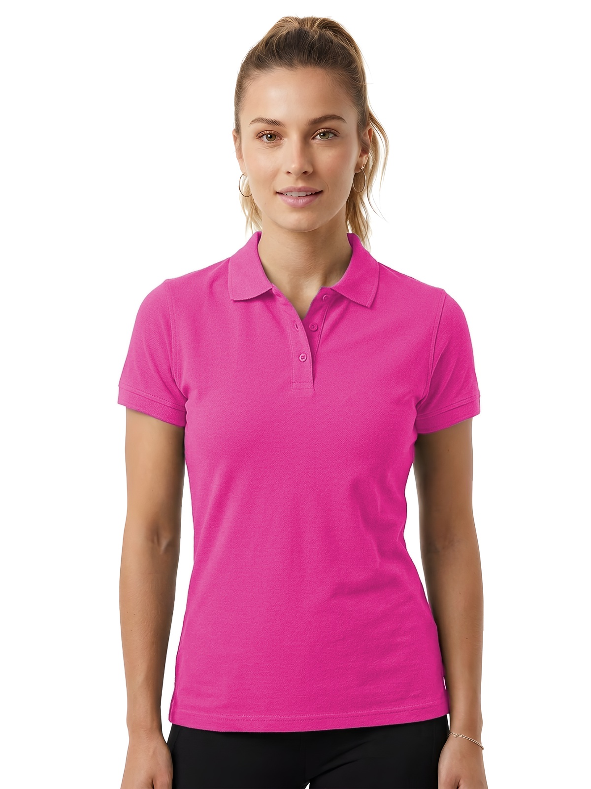 Personalisiertes Poloshirt Damen 26 Personalisiertes Poloshirt Damen in fucsia — Vorderansicht