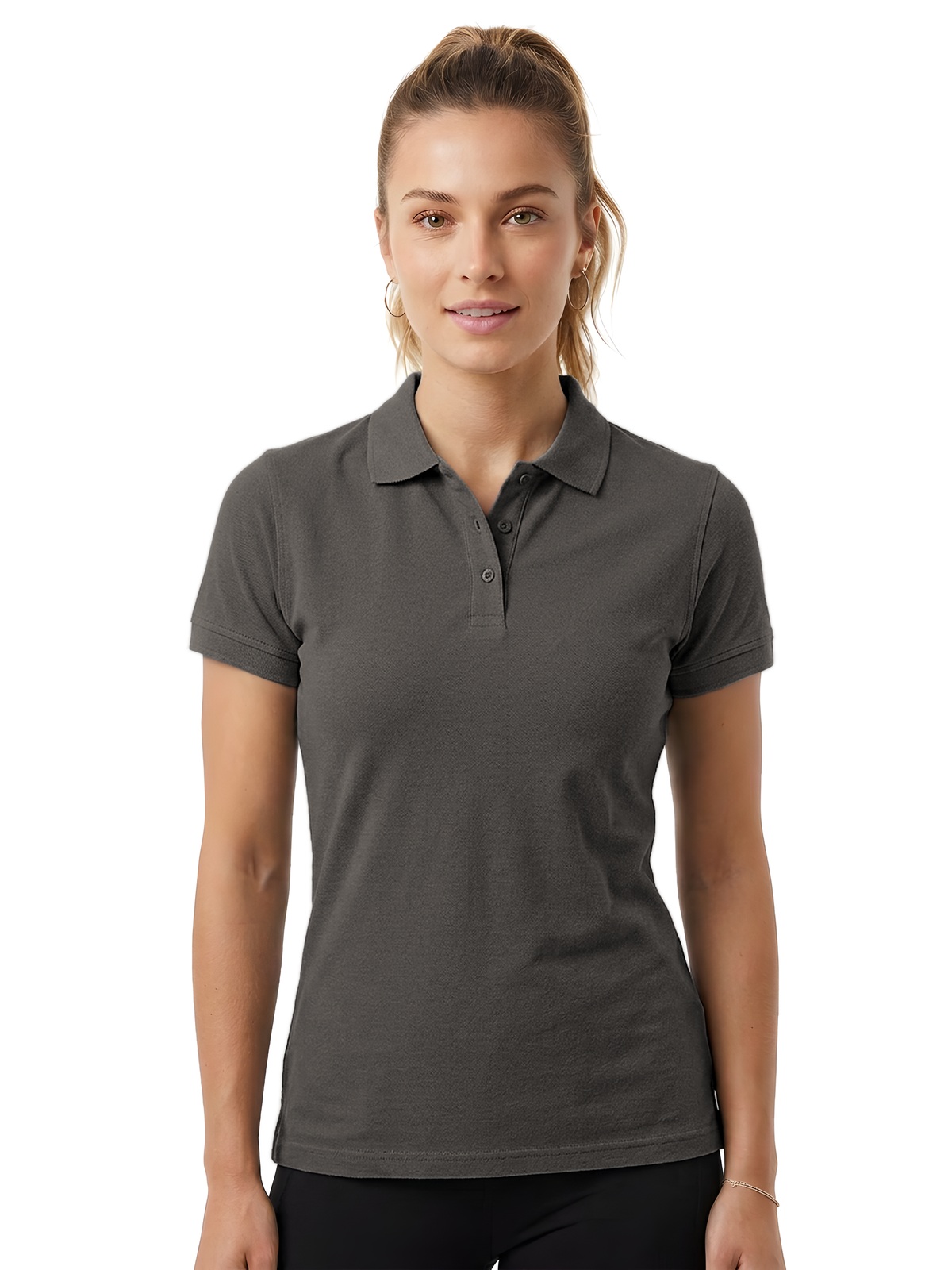 Personalisiertes Poloshirt Damen 110 Personalisiertes Poloshirt Damen in grafito — Vorderansicht