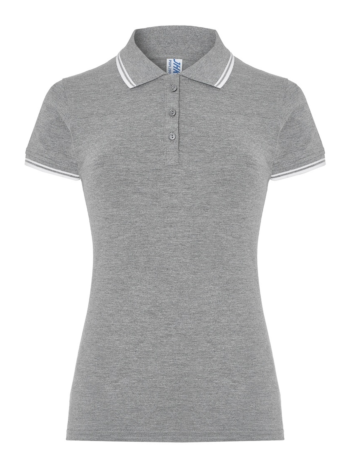 Personalisiertes Poloshirt Damen 30 Poloshirt Damen in gris / Blanco zum Personalisieren — Vorderansicht