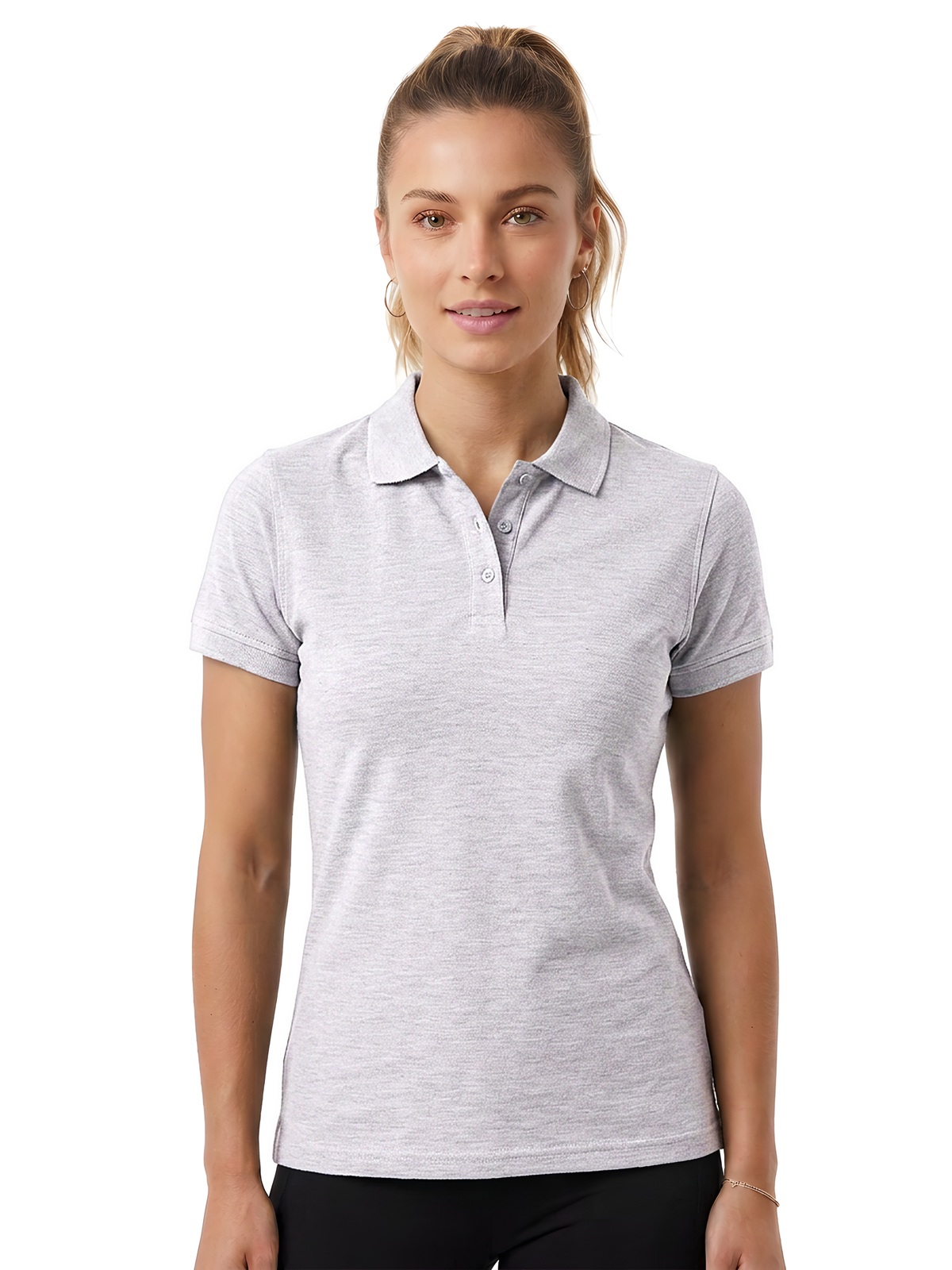 Personalisiertes Poloshirt Damen 71 Personalisiertes Poloshirt Damen in gris Claro — Vorderansicht