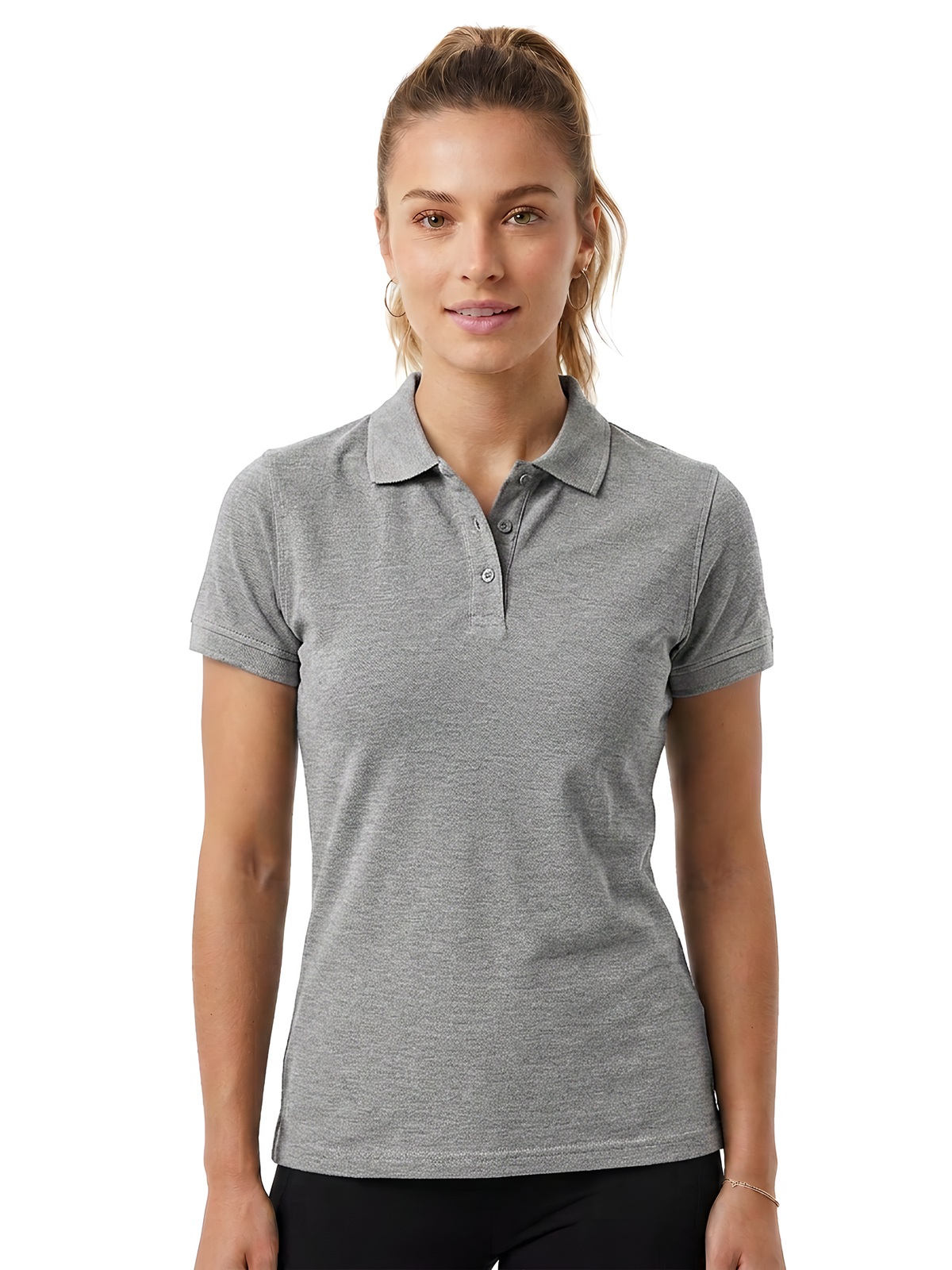 Personalisiertes Poloshirt Damen 56 Personalisiertes Poloshirt Damen in gris — Vorderansicht