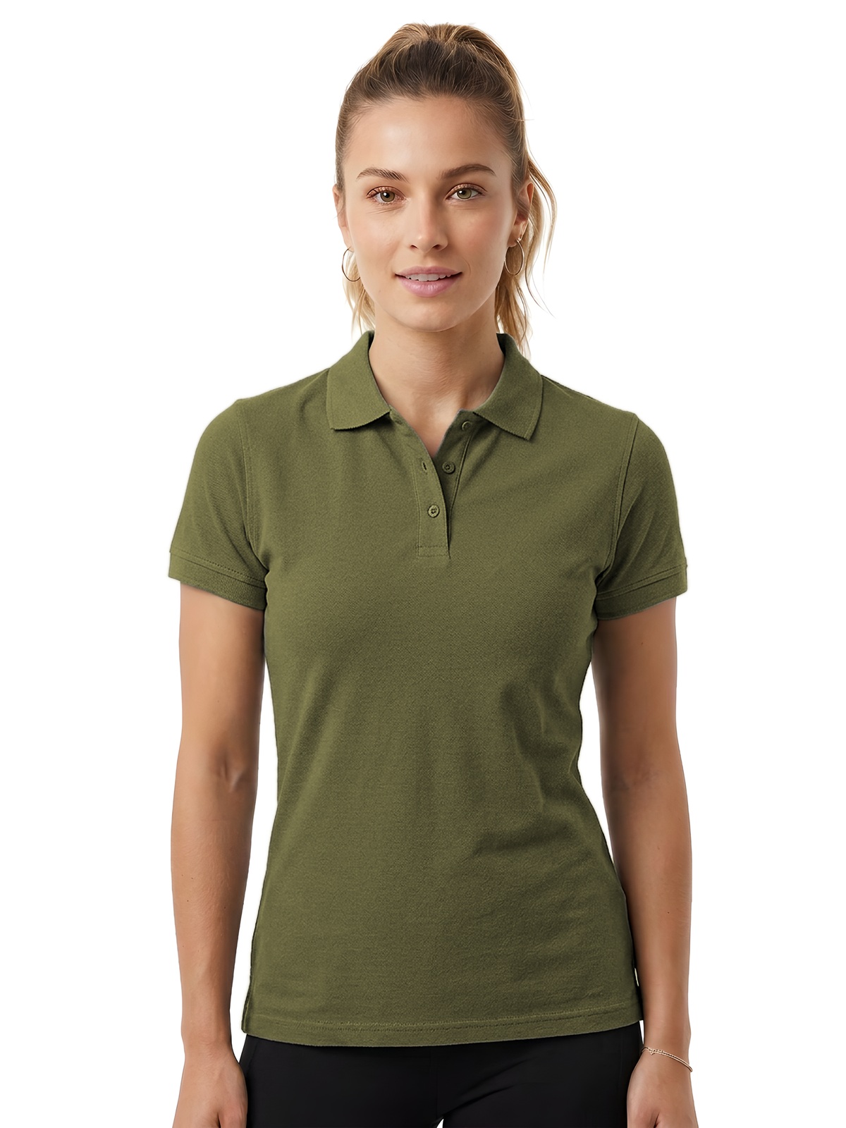 Personalisiertes Poloshirt Damen 65 Personalisiertes Poloshirt Damen in kaki — Vorderansicht