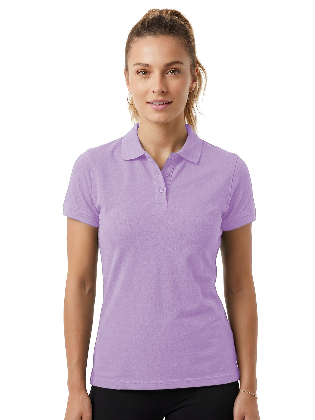 Personalisiertes Poloshirt Damen 89 Personalisiertes Poloshirt Damen in lila — Vorderansicht