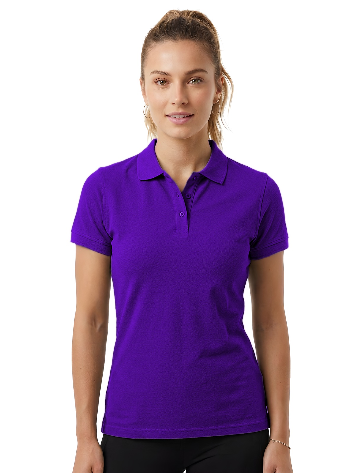Personalisiertes Poloshirt Damen 92 Personalisiertes Poloshirt Damen in morado — Vorderansicht