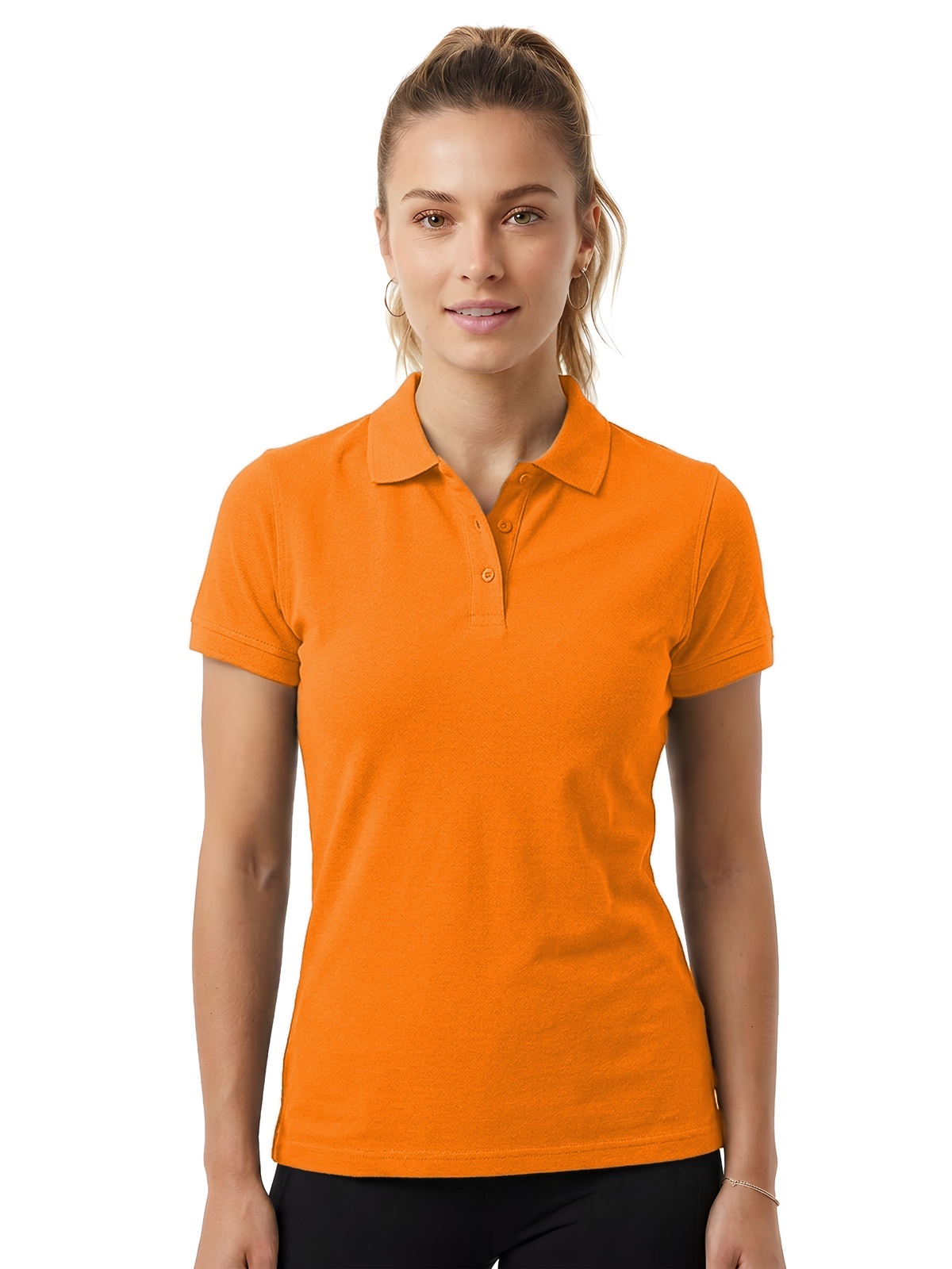 Personalisiertes Poloshirt Damen 68 Personalisiertes Poloshirt Damen in naranja — Vorderansicht