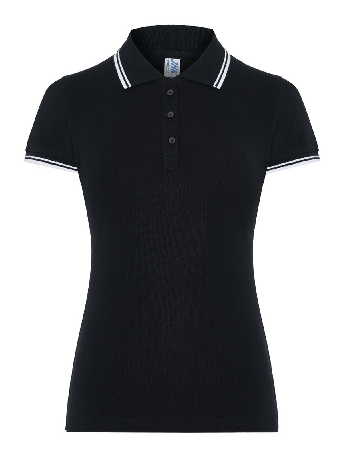 Personalisiertes Poloshirt Damen 42 Poloshirt Damen in negro / Blanco zum Personalisieren — Vorderansicht