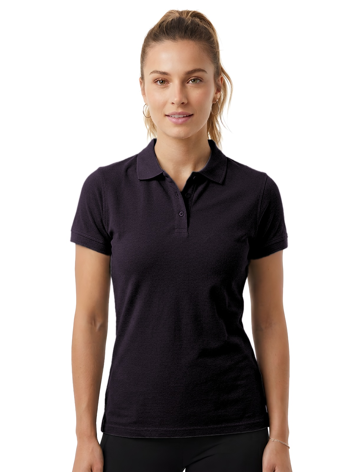 Personalisiertes Poloshirt Damen 74 Personalisiertes Poloshirt Damen in negro — Vorderansicht