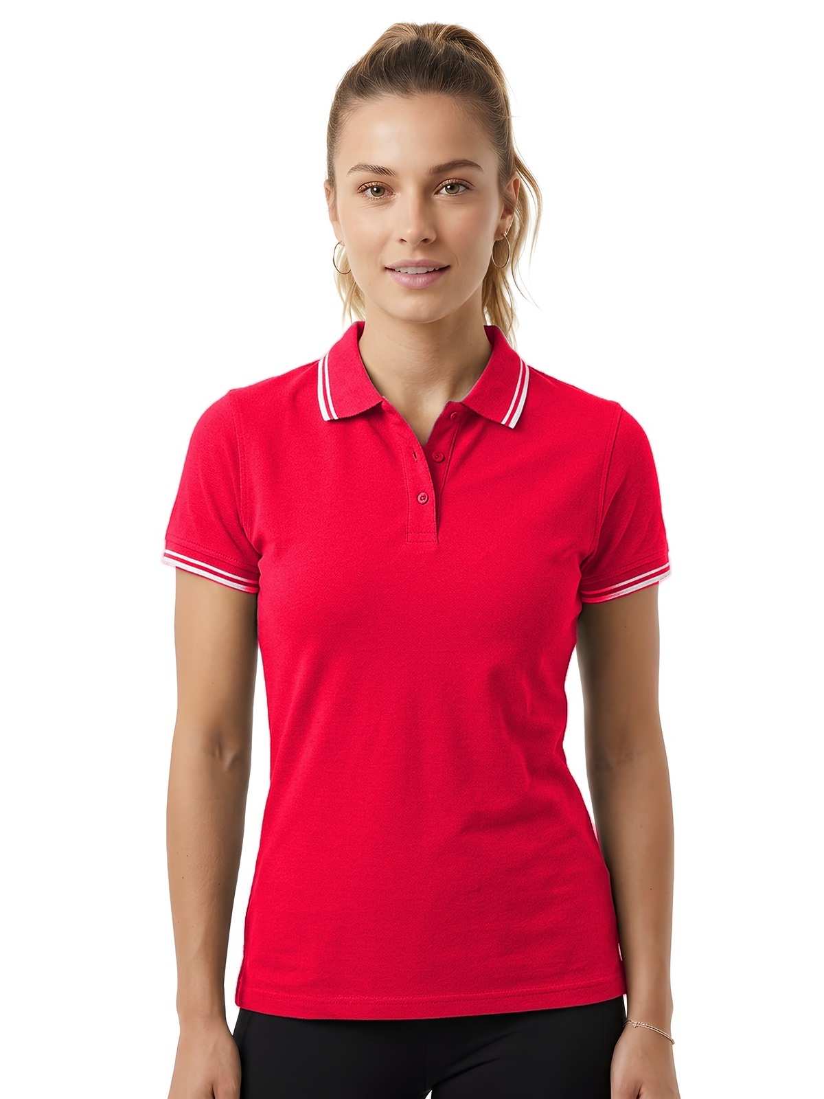 Personalisiertes Poloshirt Damen 47 Personalisiertes Poloshirt Damen in rojo / Blanco — Vorderansicht