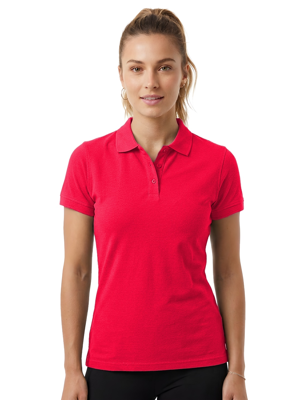 Personalisiertes Poloshirt Damen 80 Personalisiertes Poloshirt Damen in rojo — Vorderansicht