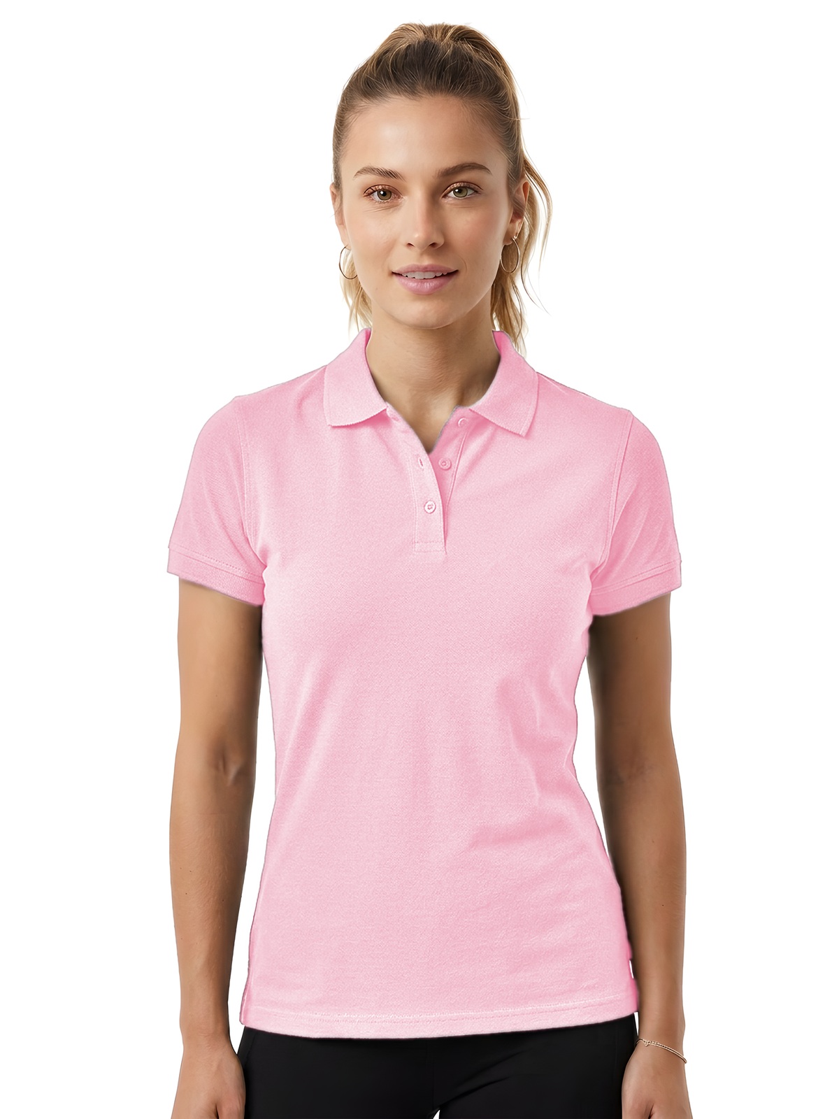 Personalisiertes Poloshirt Damen 101 Personalisiertes Poloshirt Damen in rosa — Vorderansicht