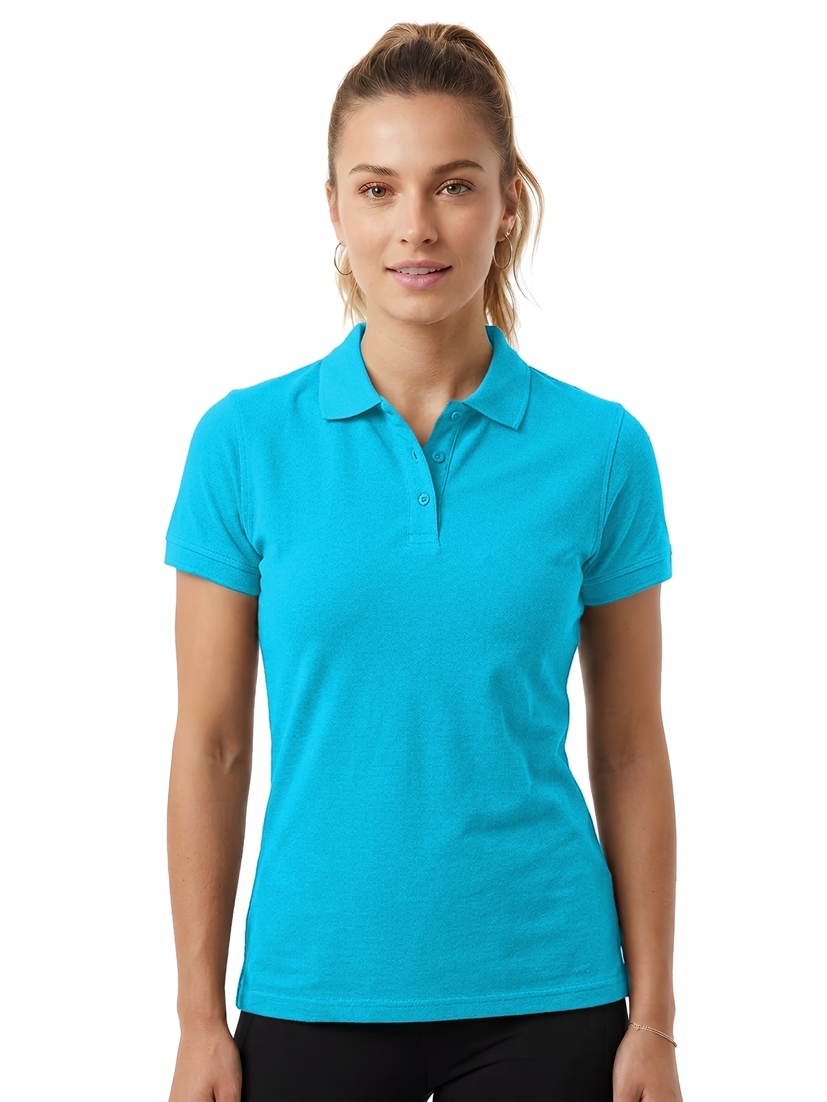 Personalisiertes Poloshirt Damen 104 Personalisiertes Poloshirt Damen in turquesa — Vorderansicht