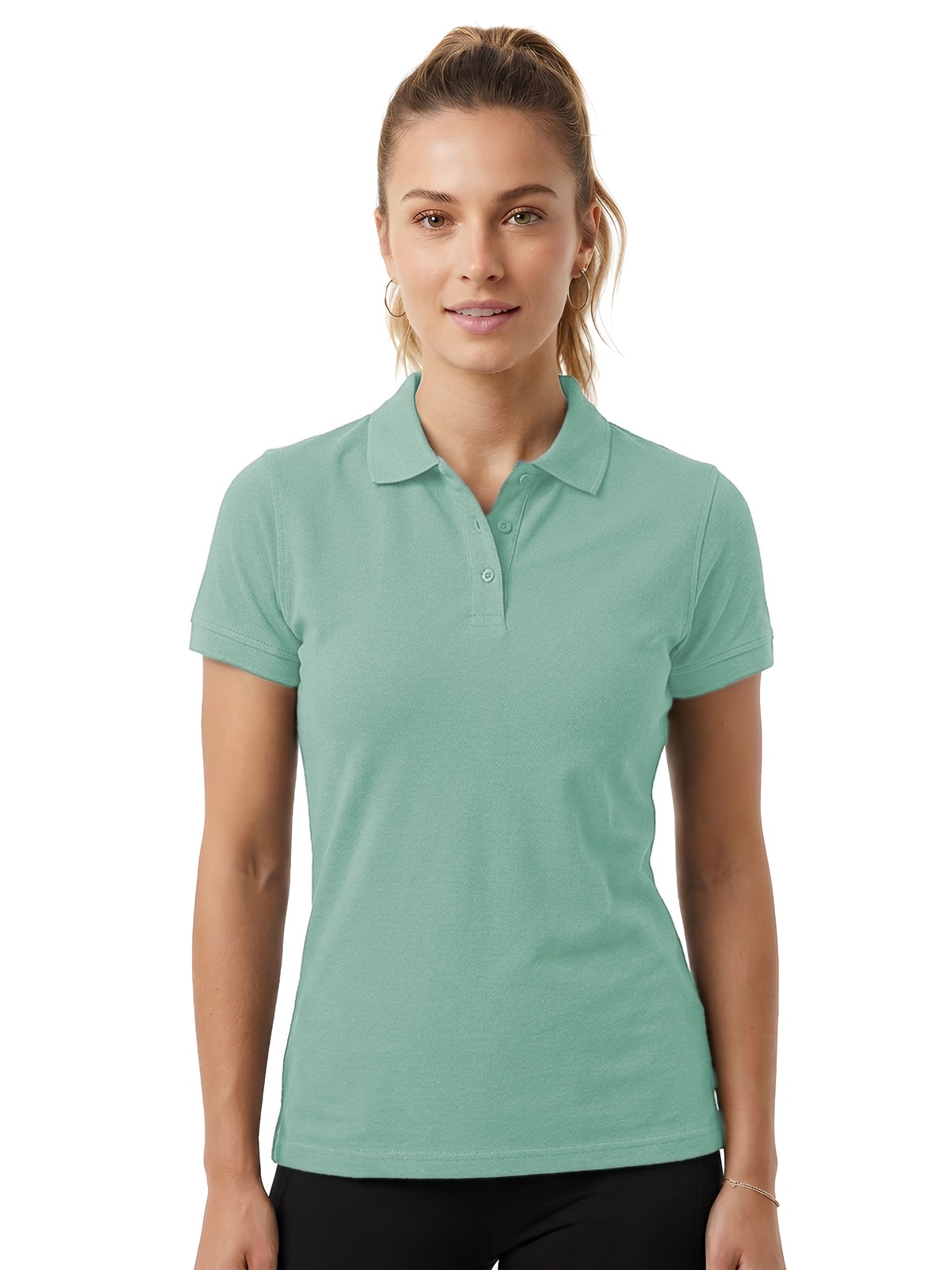 Personalisiertes Poloshirt Damen 53 Personalisiertes Poloshirt Damen in verde Musgo — Vorderansicht