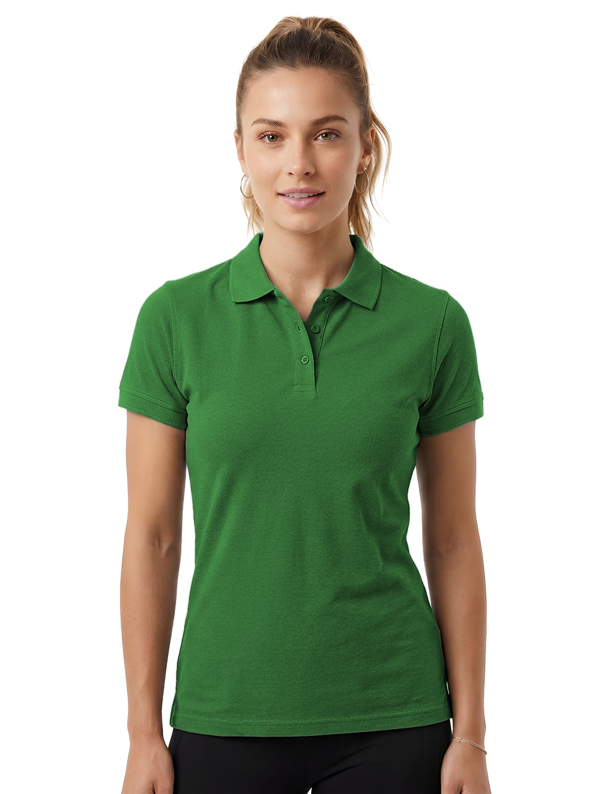 Personalisiertes Poloshirt Damen 77 Personalisiertes Poloshirt Damen in verde Oscuro — Vorderansicht