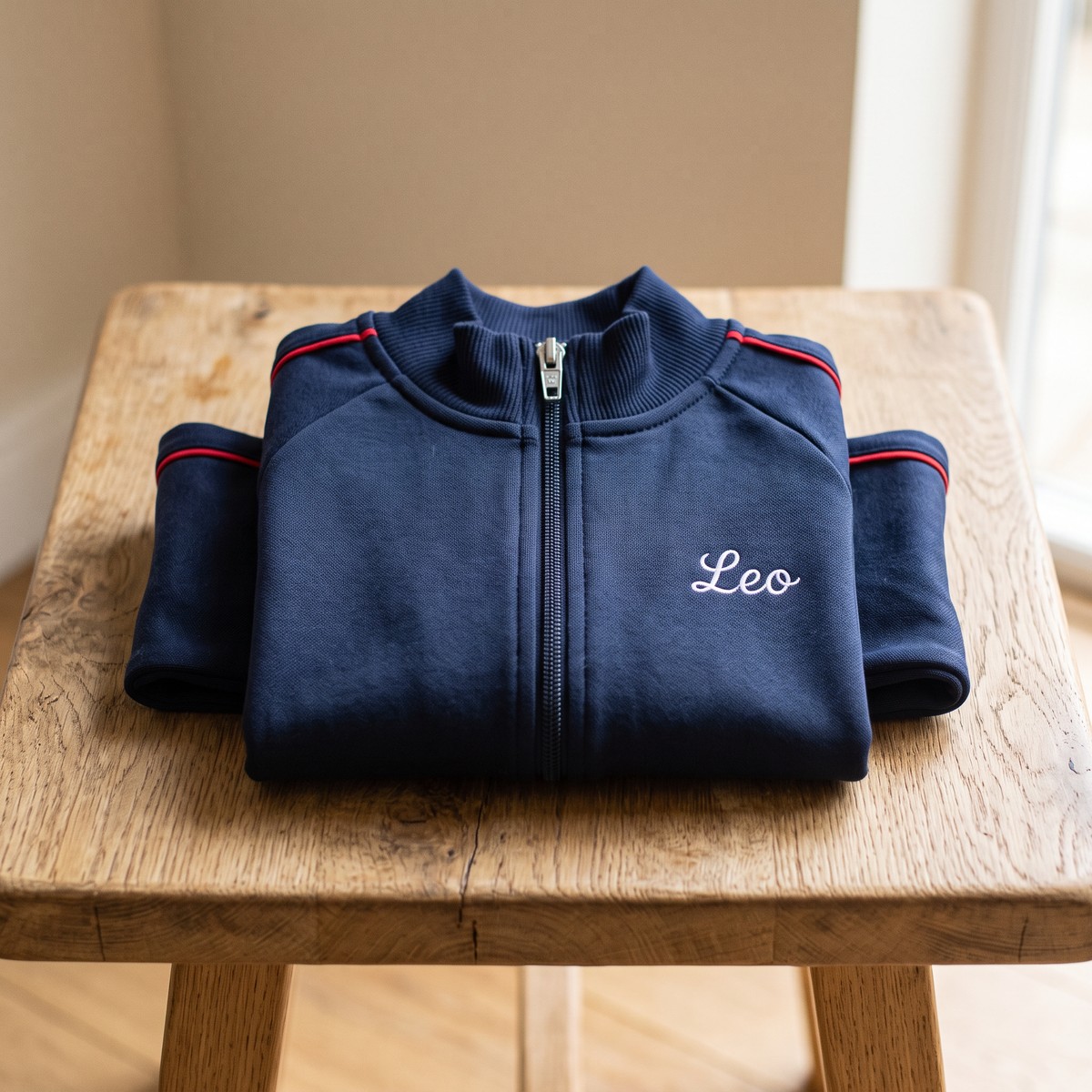 Bordar nombre en ropa 3 Bordar nombre en ropa: chaqueta de chándal escolar con nombre bordado