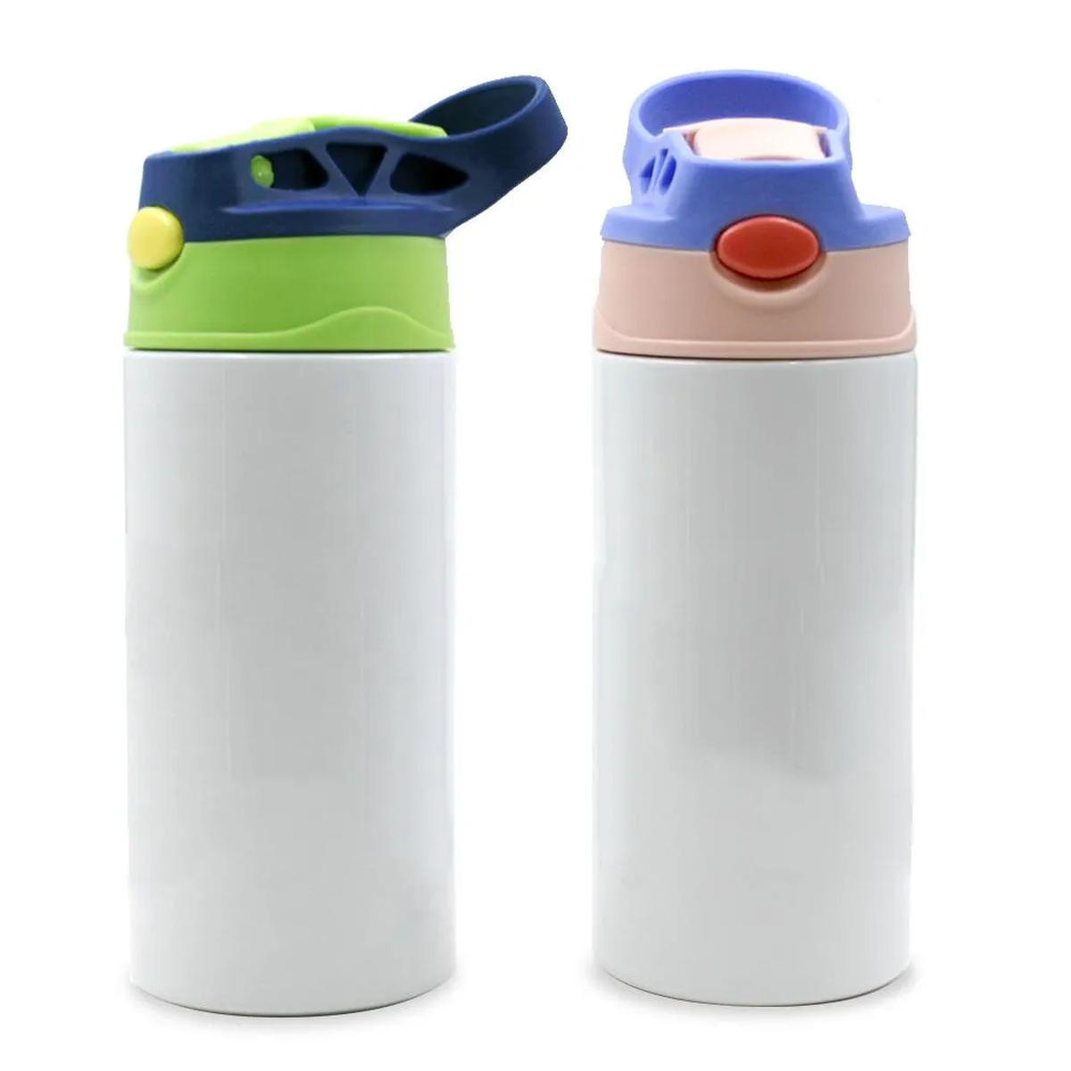 Ampolla tèrmica infantil personalitzada amb nansa 3 Botella térmica infantil personalizada con asa, tapa azul y verde