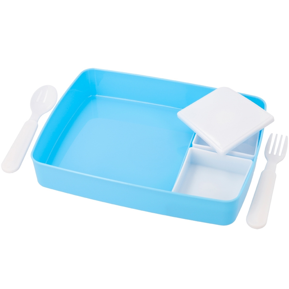 Custom kids lunch box with cutlery 4 Fiambrera infantil con 3 compartimentos y cubiertos