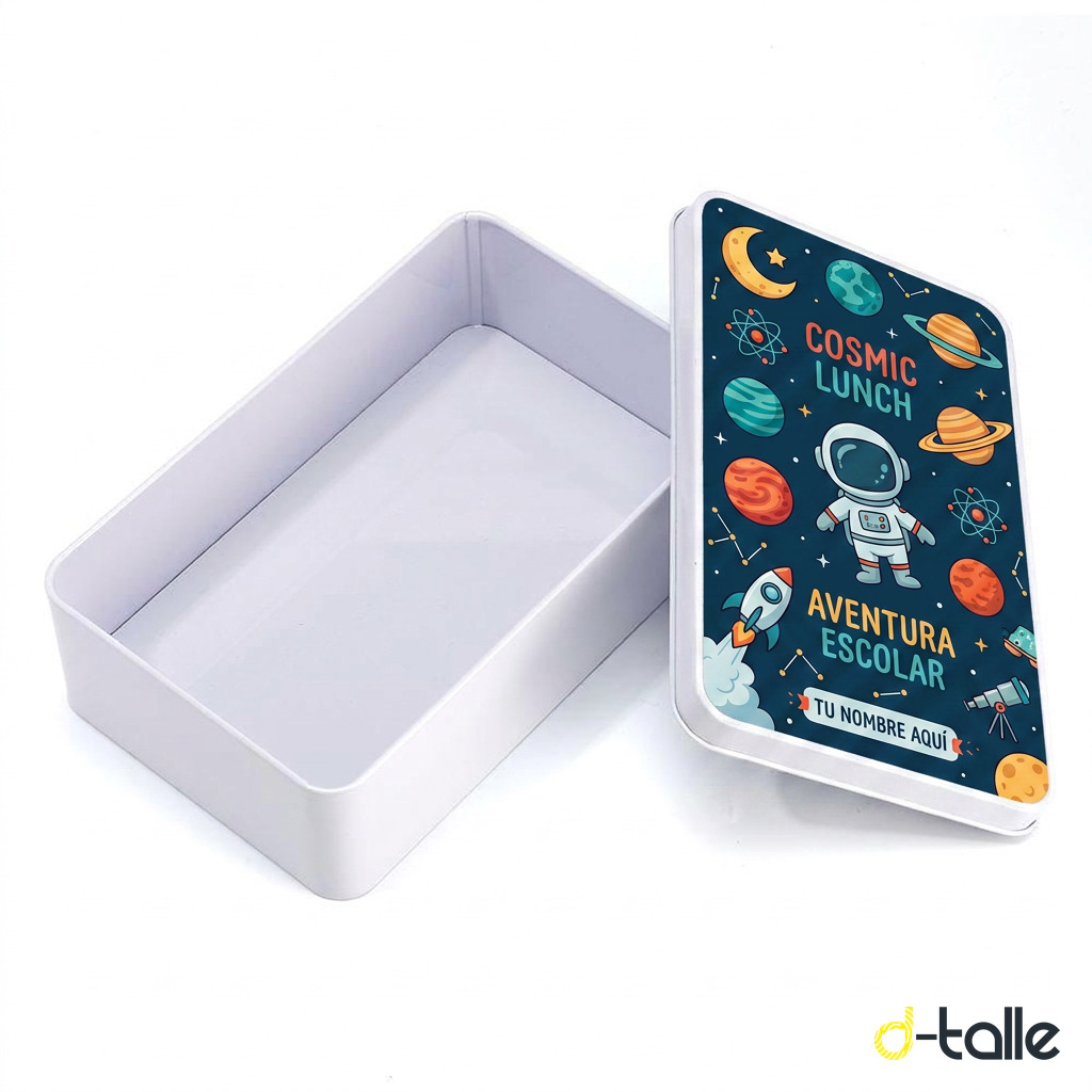 Custom metal lunch box 1 Fiambrera metálica personalizada con diseño en la tapa
