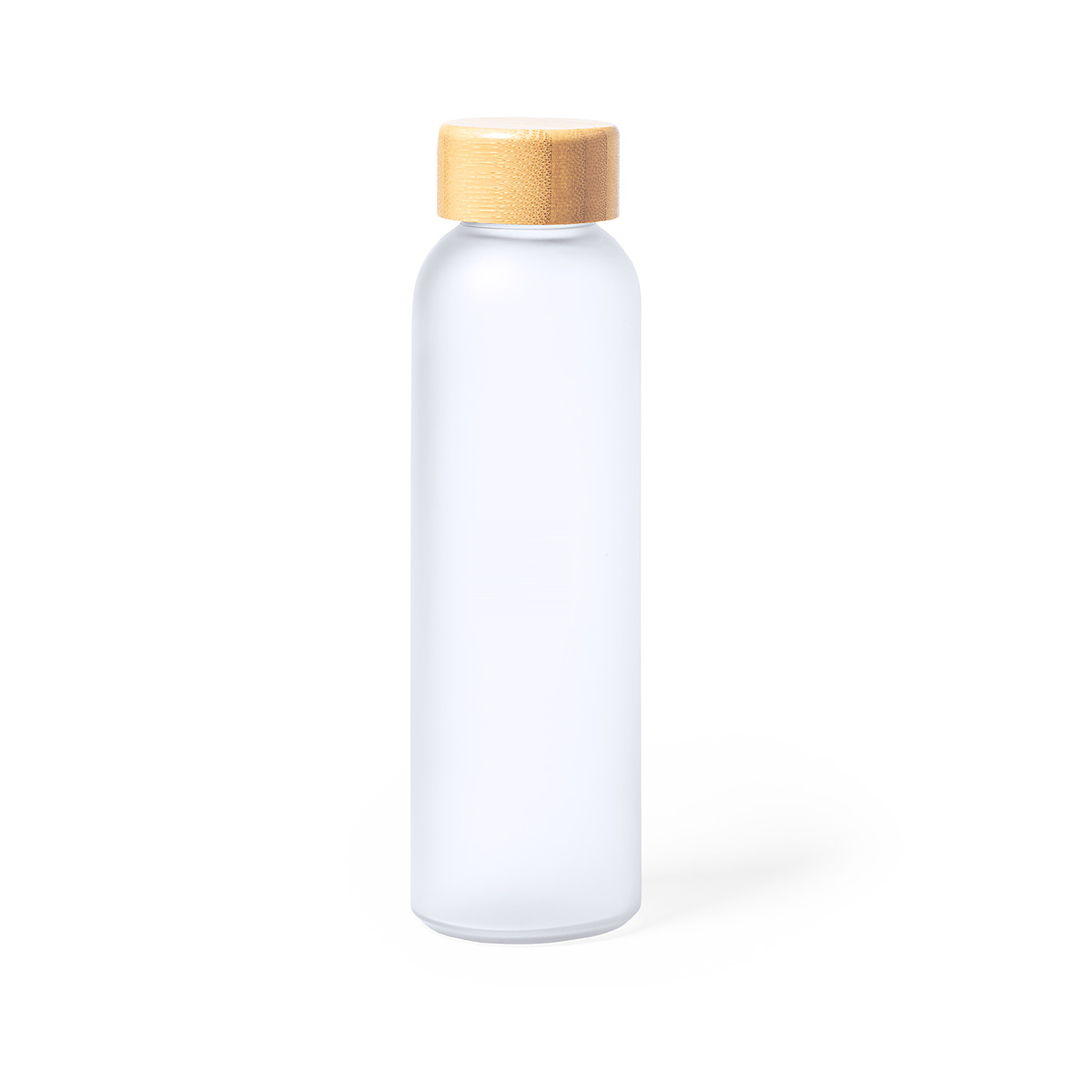 Custom glass water bottle 500 ml 2 Botella de cristal esmerilado 500 ml con tapón de bambú sin personalizar