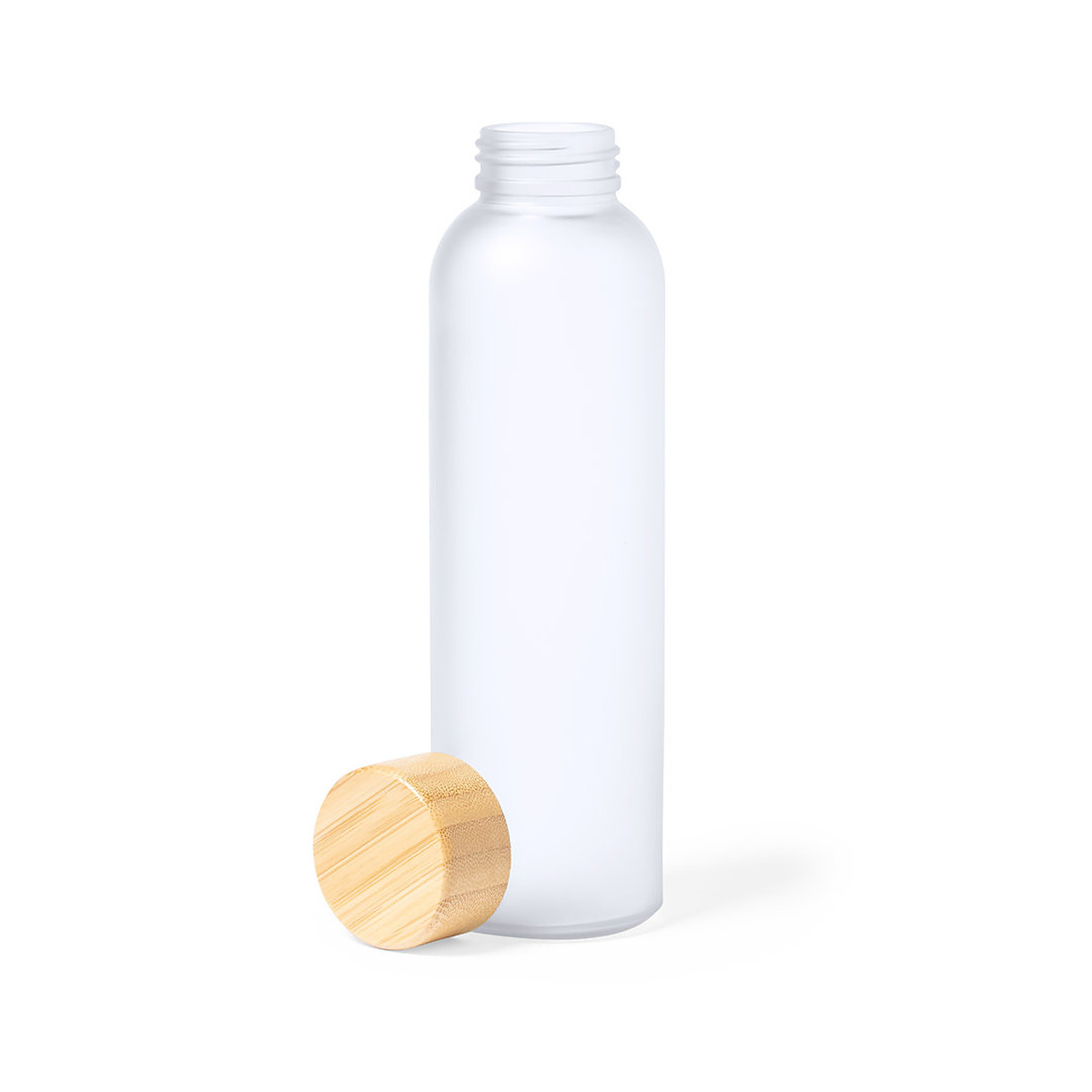 Custom glass water bottle 500 ml 3 Botella de cristal personalizada 500 ml con el tapón de bambú desenroscado