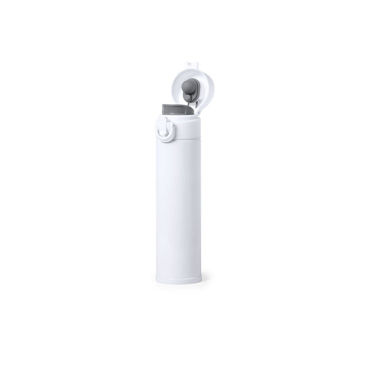 Termo d'acer personalitzat 330 ml 4 Termo de acero personalizado de 330 ml con la tapa abierta